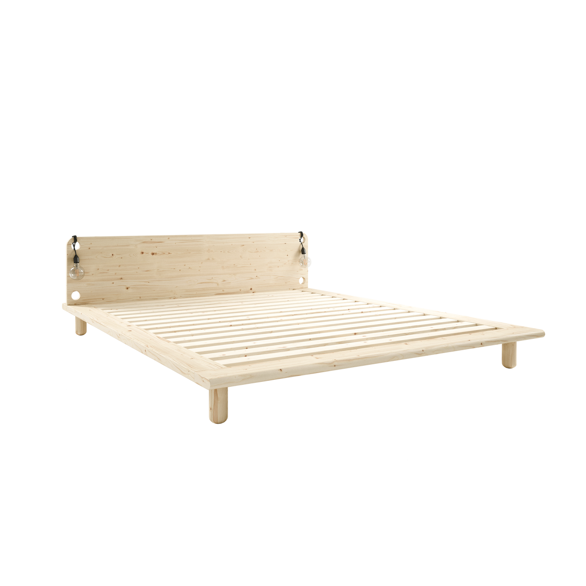 PEEK BED CLEAR LACQUERED 180 X 200 W. 2 BED LAMPS