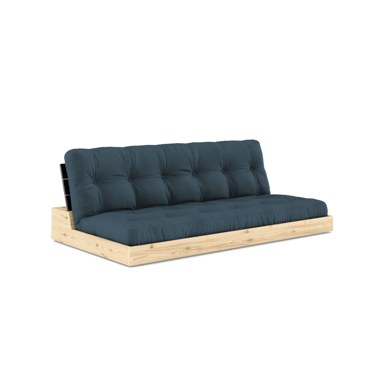 BASE BLACK NIGHT LACQUERED W. 5-LAYER MIXED MATTRESS PETROL BLUE