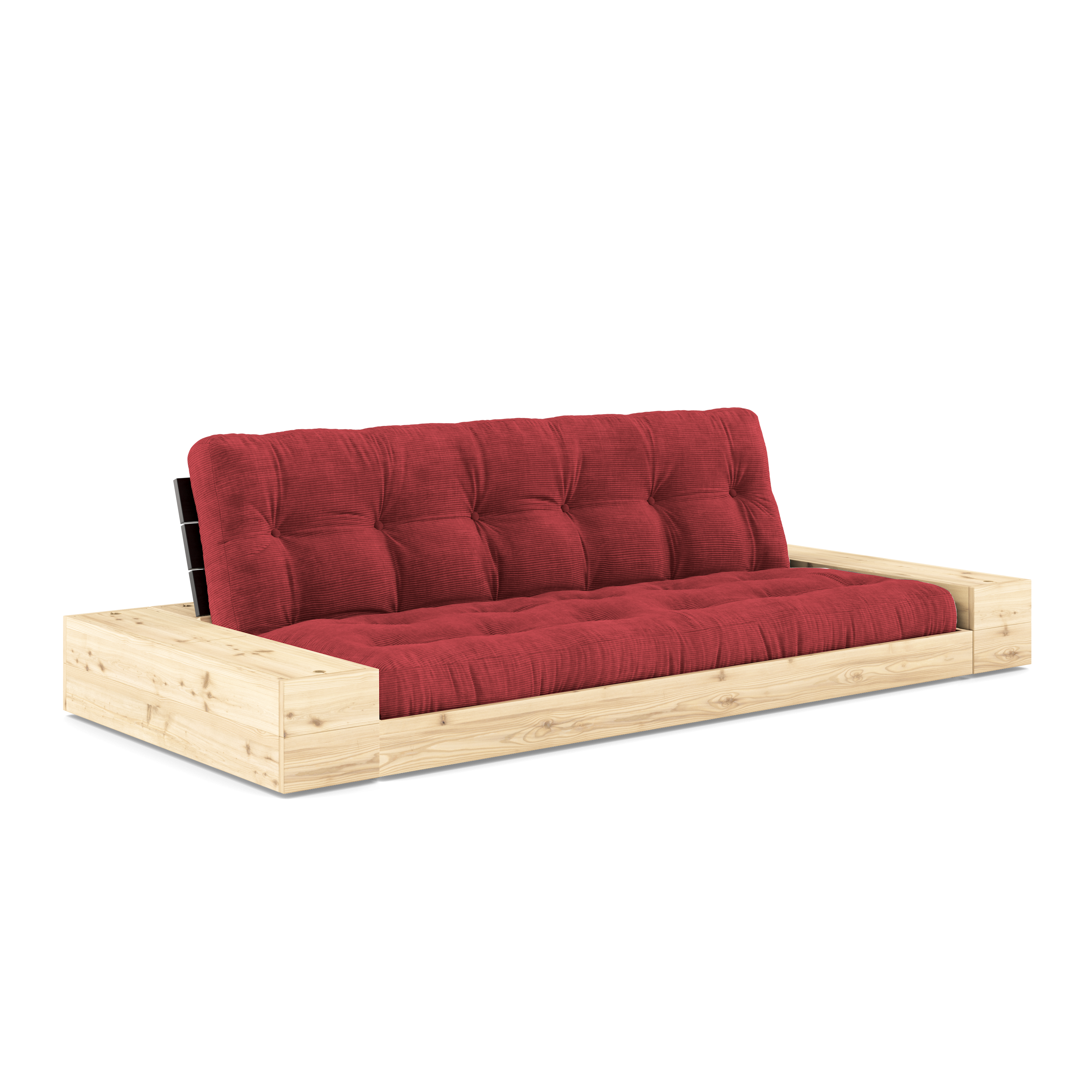 BASE BLACK NIGHT LACQUERED W. 2 SIDEBOXES CLEAR W. 5-LAYER MIXED MATTRESS RUBY RED