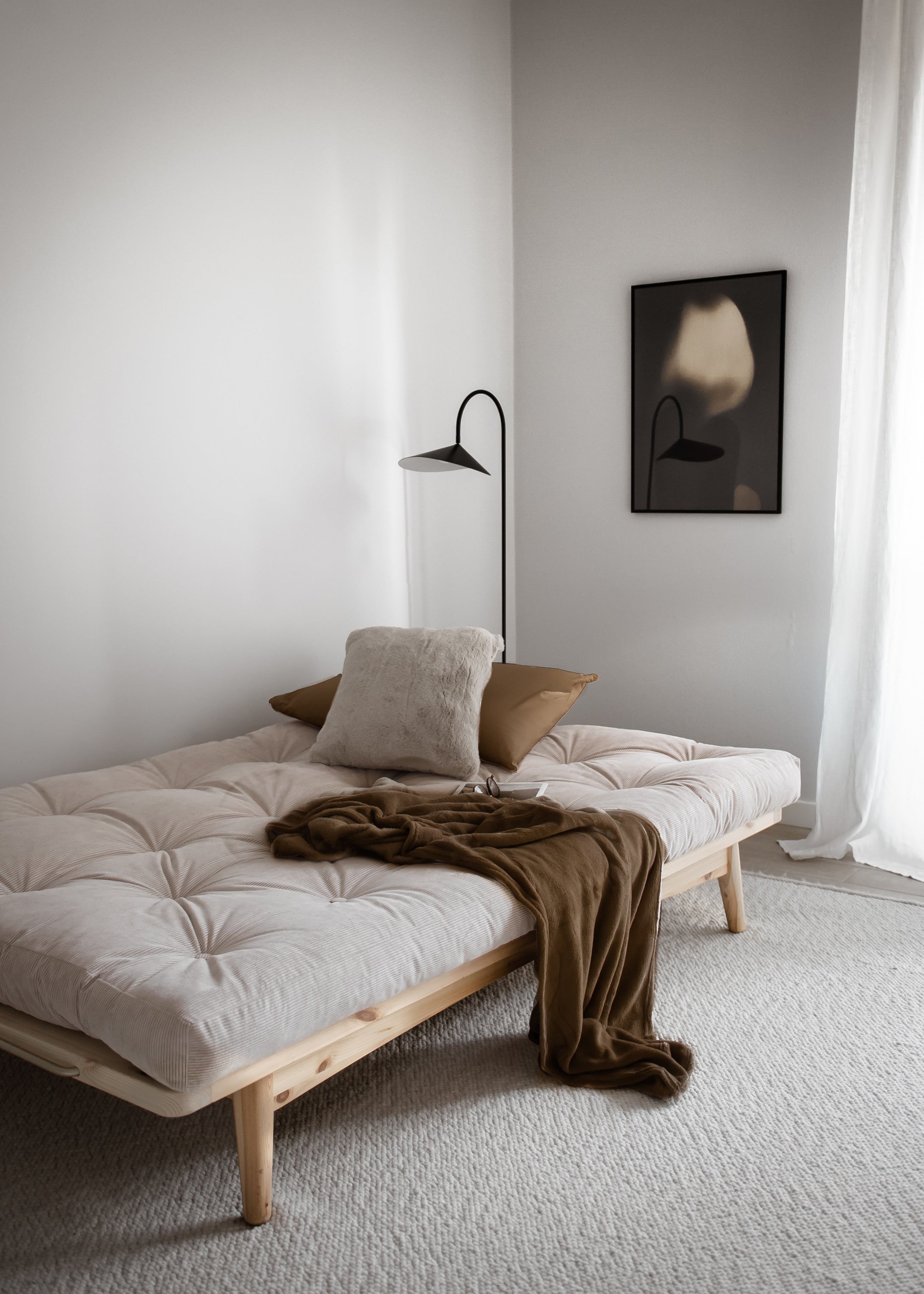 FOLK CLEAR LACQUERED W. 5-LAYER MIXED MATTRESS BROWN