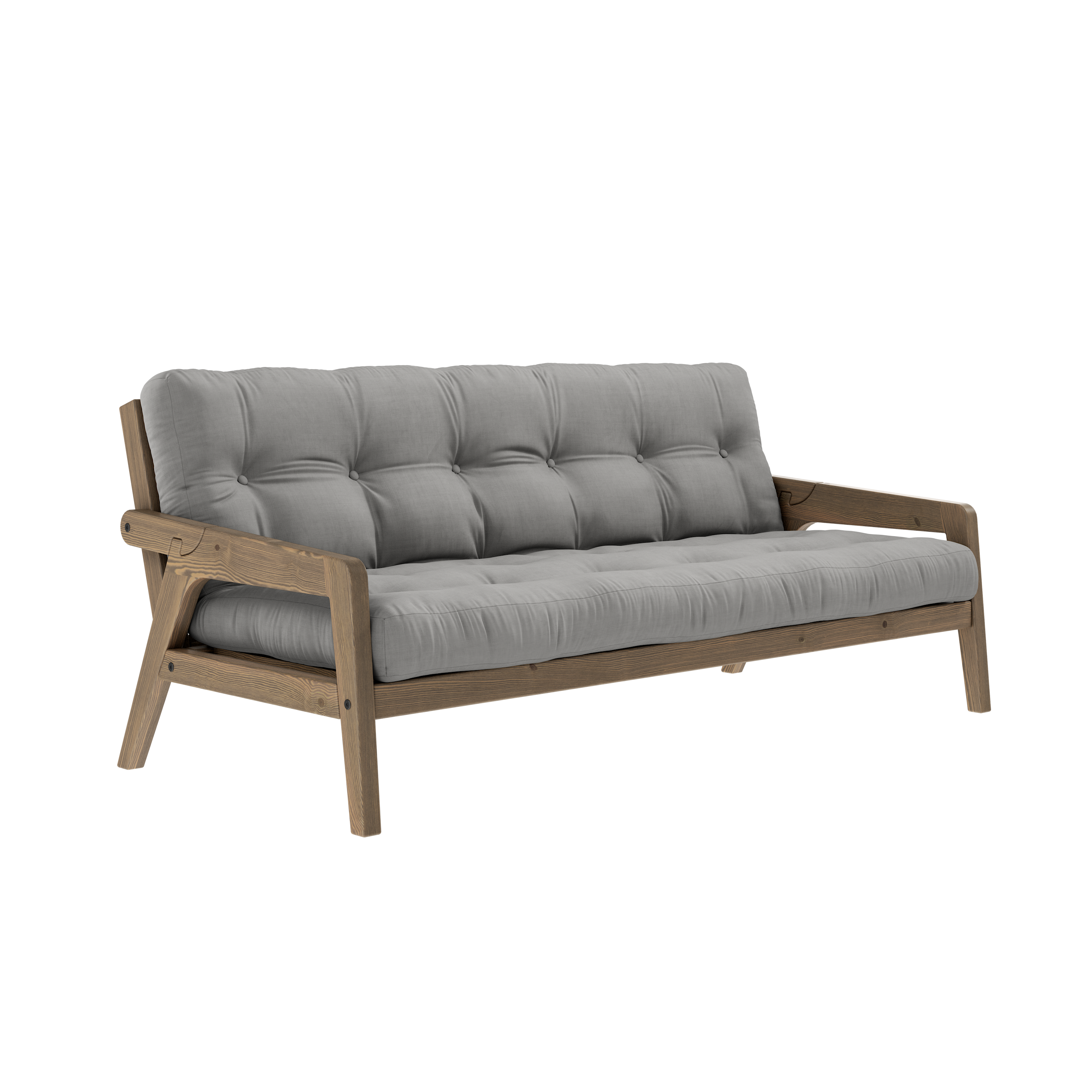 GRAB CAROB BROWN LACQUERED W. 5-LAYER MIXED MATTRESS GREY