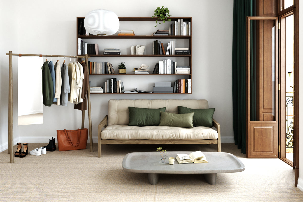 GRAB CAROB BROWN LACQUERED W. 5-LAYER MIXED MATTRESS CLAY BROWN