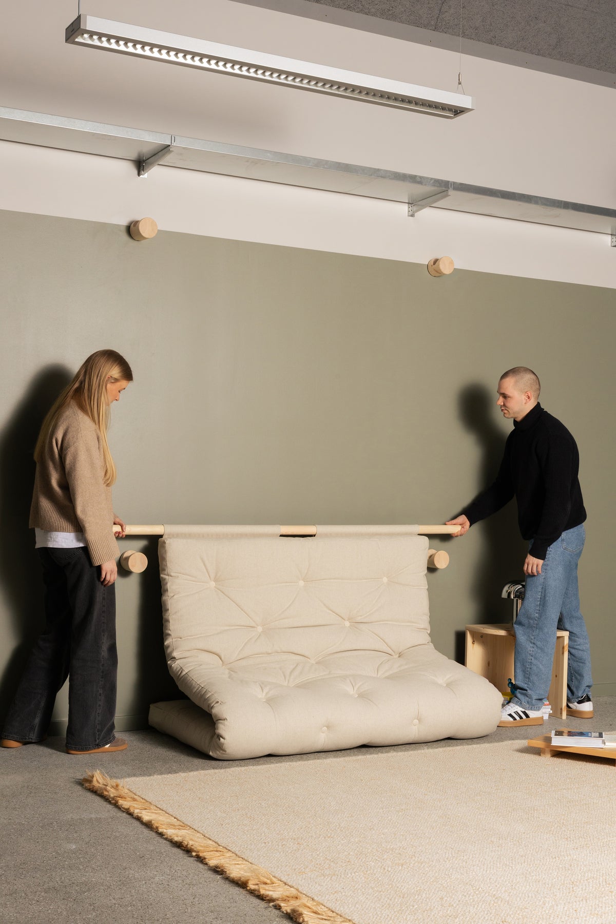 HOOKED RAW 135 x 200 W. BRAVO MATTRESS NATURAL