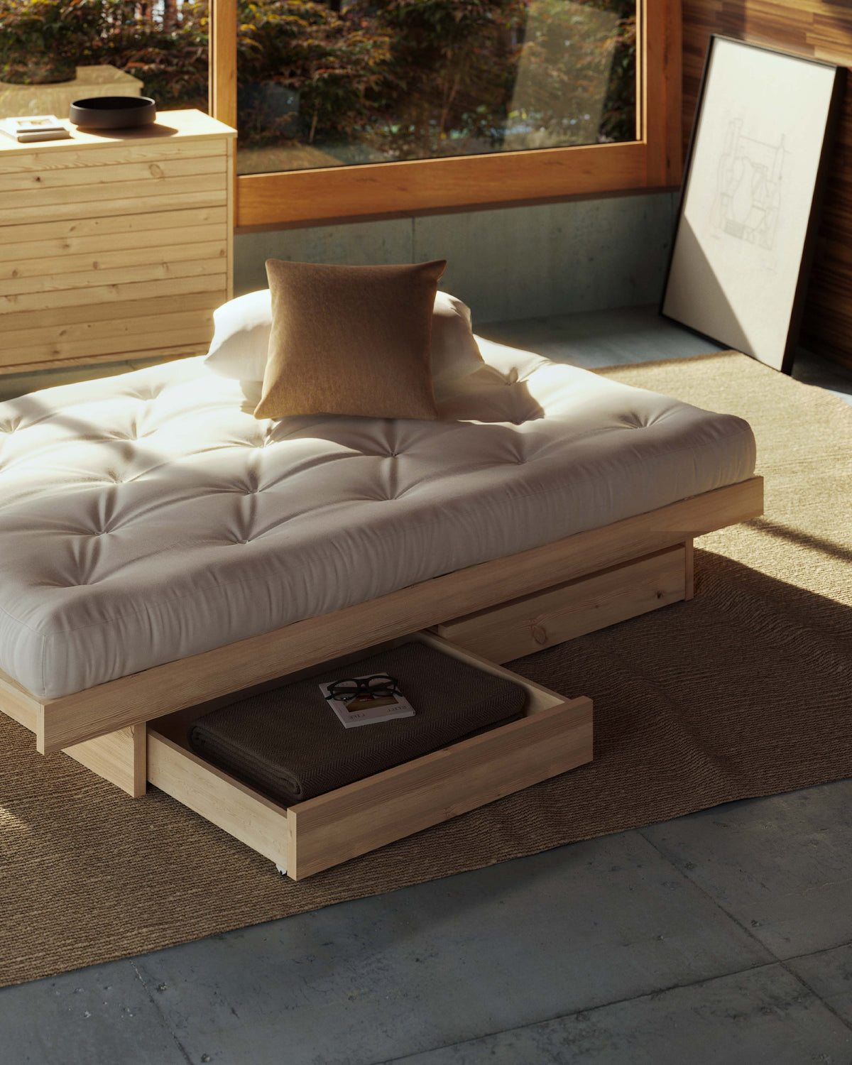 KANSO BED RAW 180 X 200 W. 4 PCS BED ROLLERS RAW