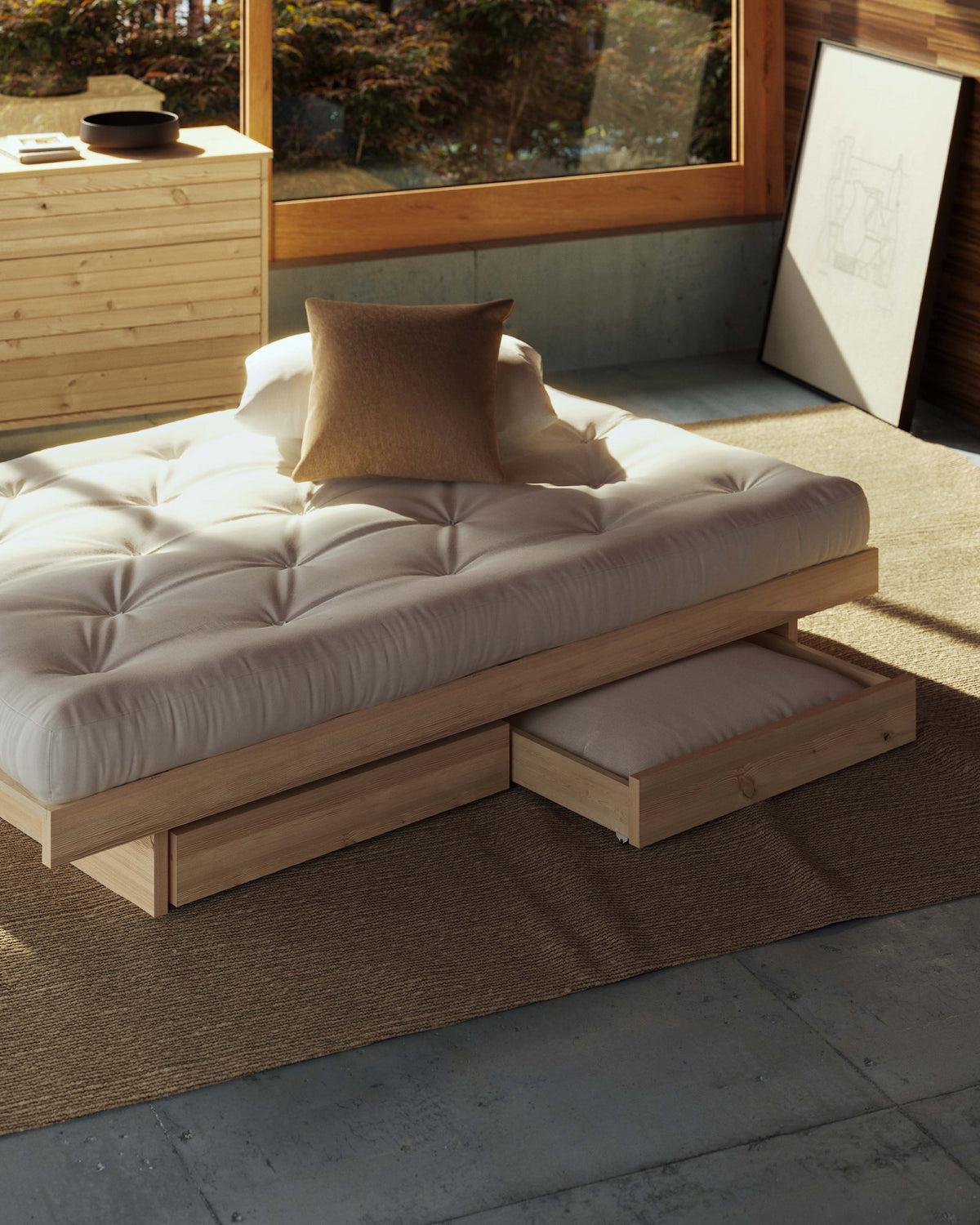 KANSO BED RAW 160 X 200 W. 4 PCS BED ROLLERS RAW