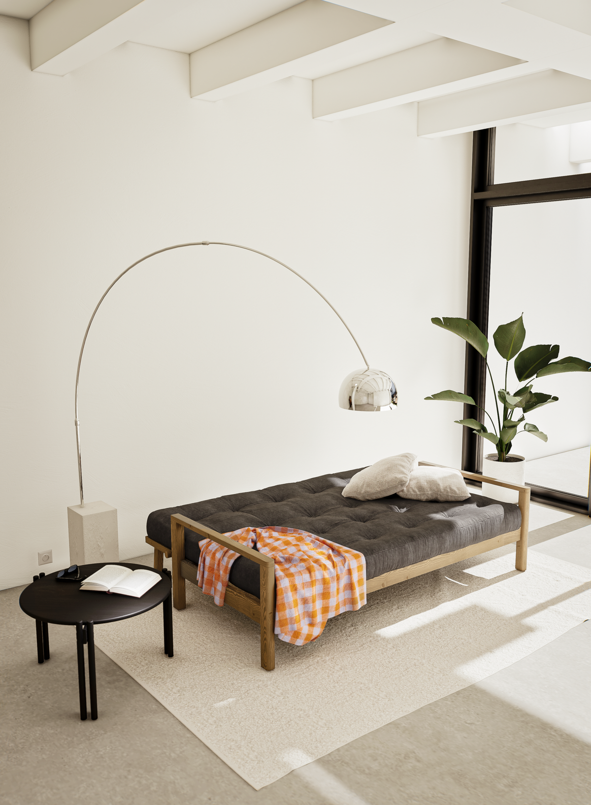 KNOB CAROB BROWN W. 5-LAYER MIXED MATTRESS CHARCOAL