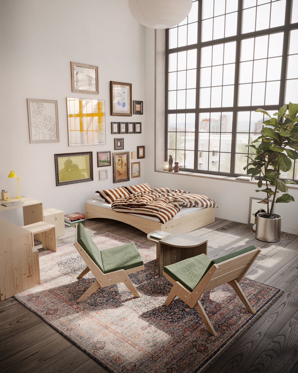SWAY LOUNGE CHAIR RAW W. EVERGREEN MATTRESS