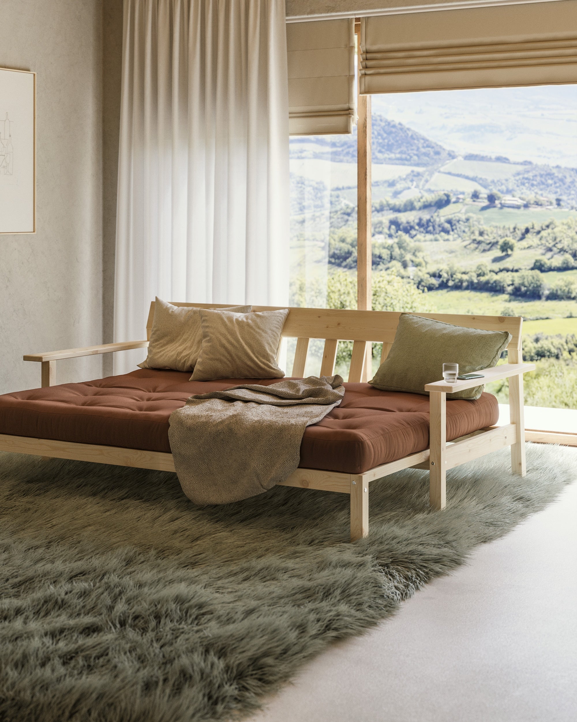 UNWIND CLEAR LACQUERED W. 5-LAYER MIXED MATTRESS PALE BLUE