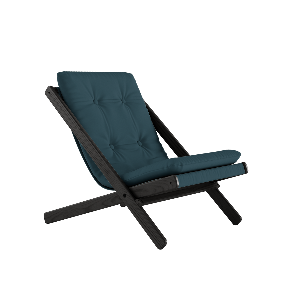 BOOGIE BLACK LACQUERED BEECH W. BOOGIE MATTRESS PETROL BLUE