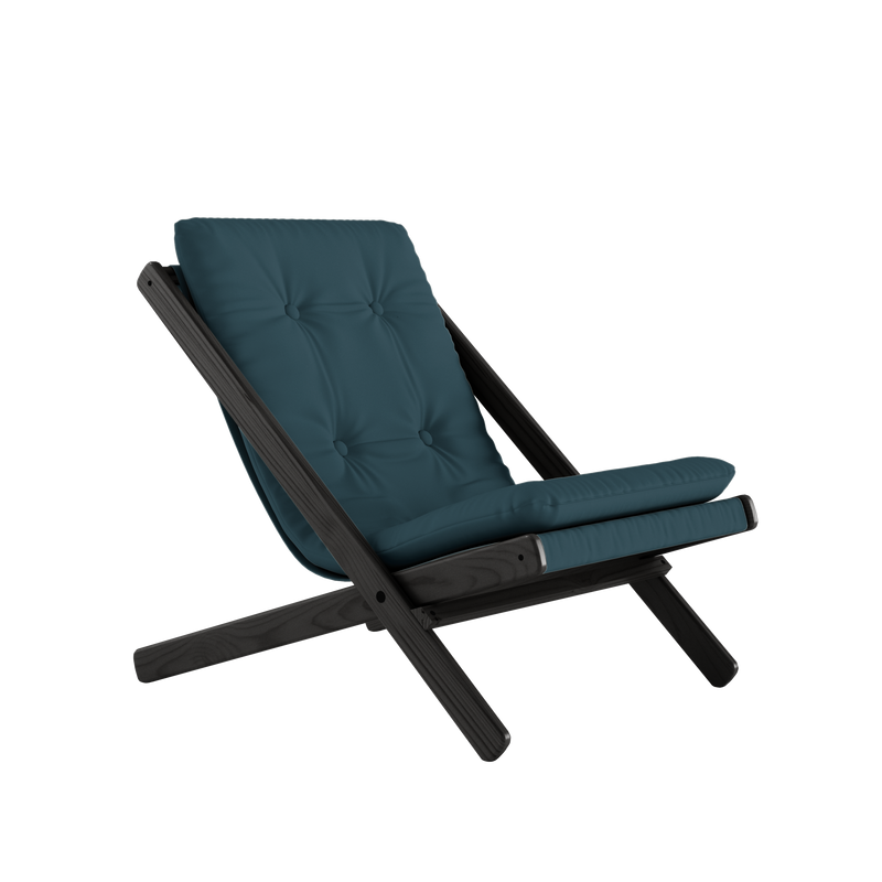 BOOGIE BLACK LACQUERED BEECH W. BOOGIE MATTRESS PETROL BLUE