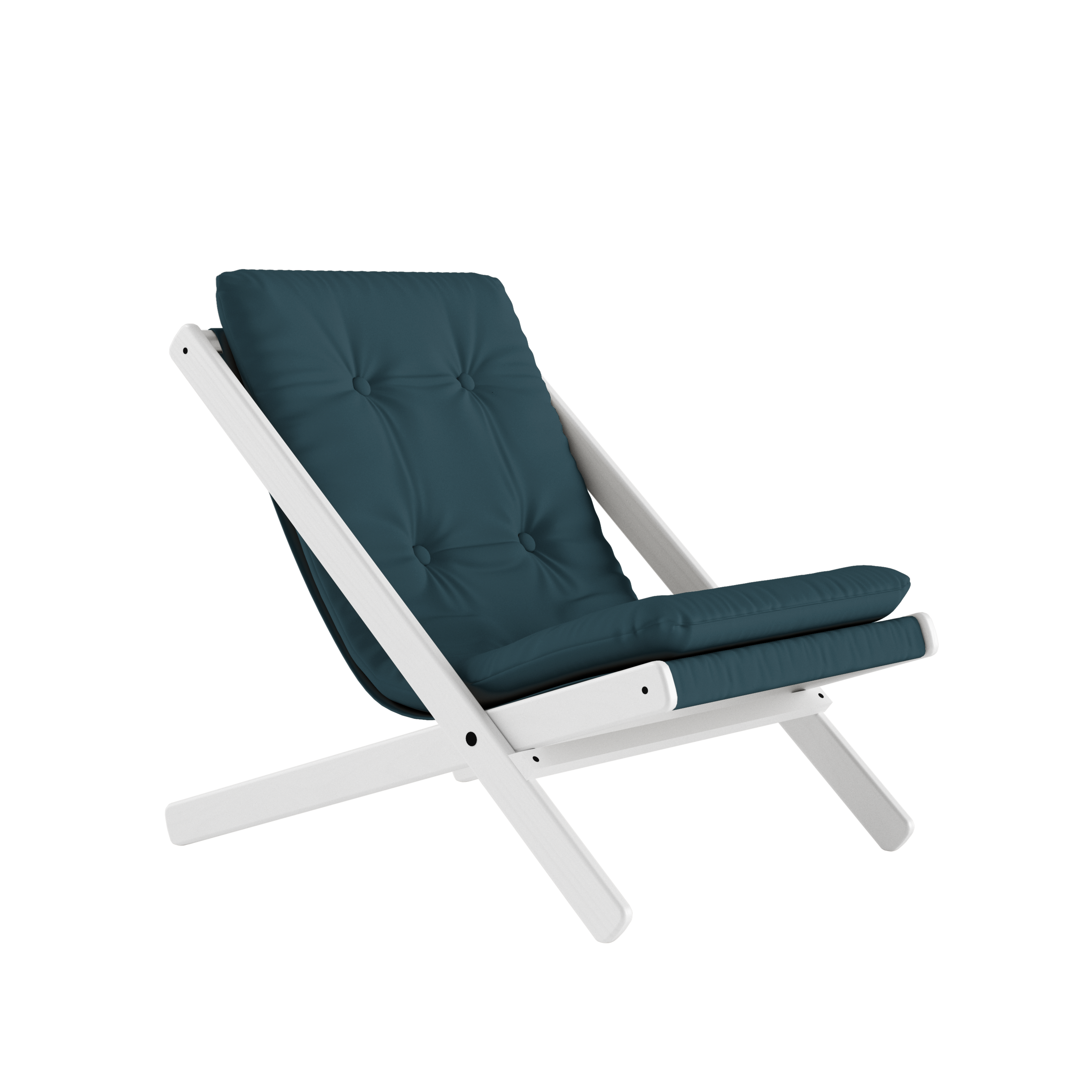 BOOGIE WHITE LACQUERED BEECH W. BOOGIE MATTRESS PETROL BLUE