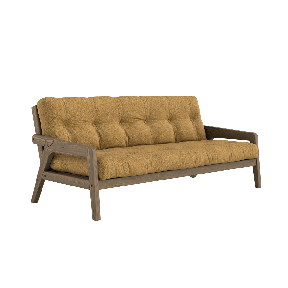 GRAB CAROB BROWN LACQUERED W. 5-LAYER MIXED MATTRESS GOLDEN OCHRE