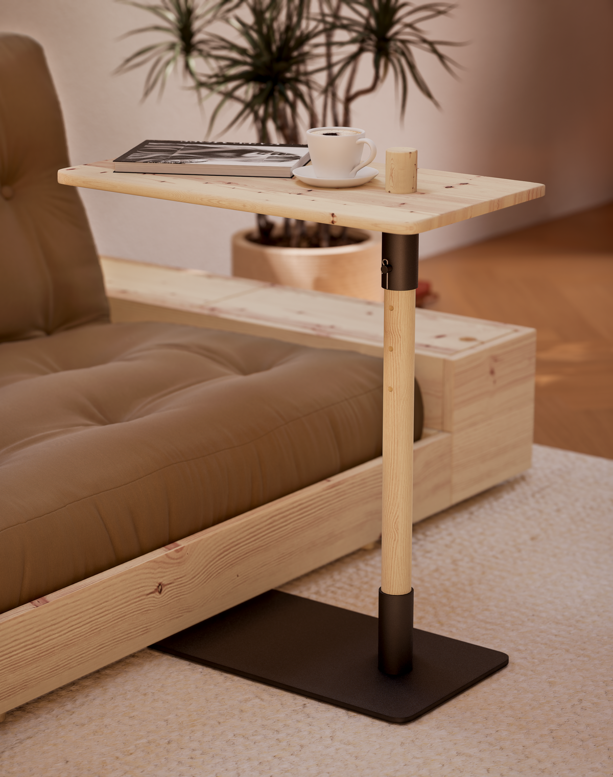 ADJUST TABLE CLEAR LACQUERED