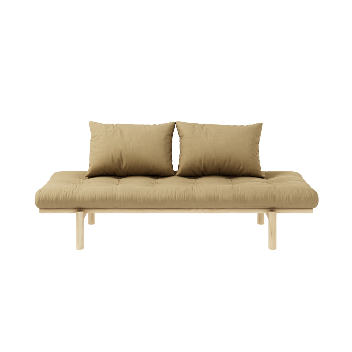 PACE DAYBED CLEAR LACQUERED W. 4-LAYER MIXED MATTRESS WHEAT BEIGE