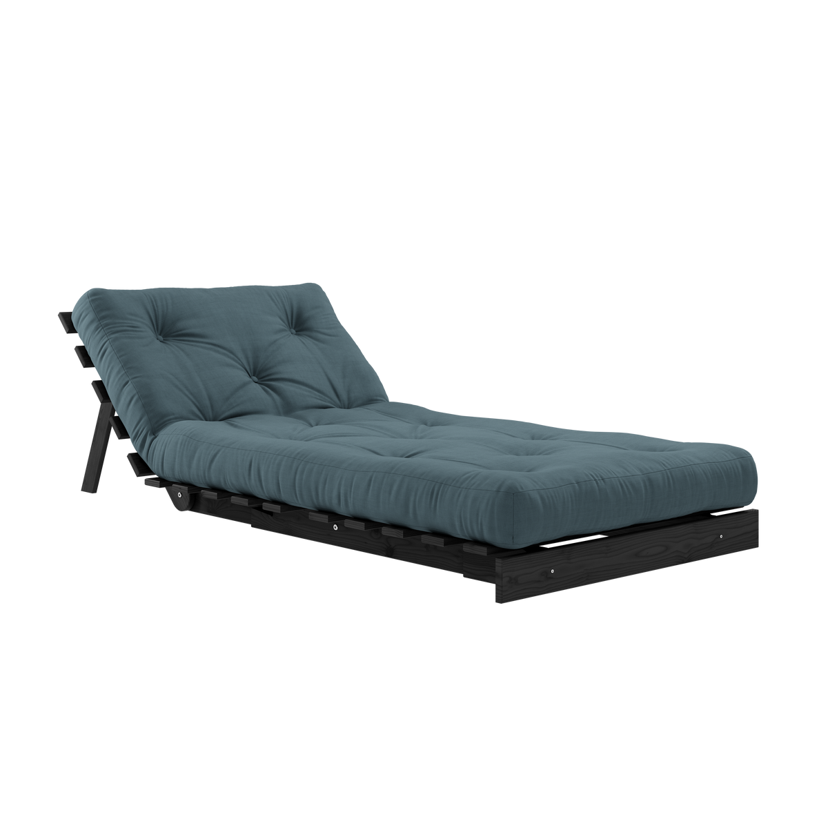 ROOTS BLACK NIGHT LACQUERED 90 X 200 W. ROOTS MATTRESS PETROL BLUE
