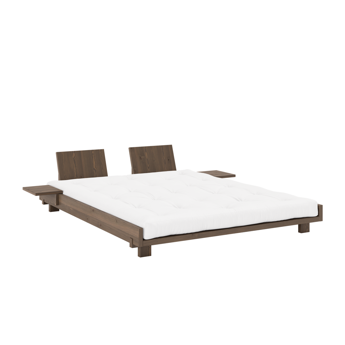 SOCIAL BED CAROB BROWN 160 X 200 W. 2 PCS BACK RESTS AND 2 PCS SIDE TABLES