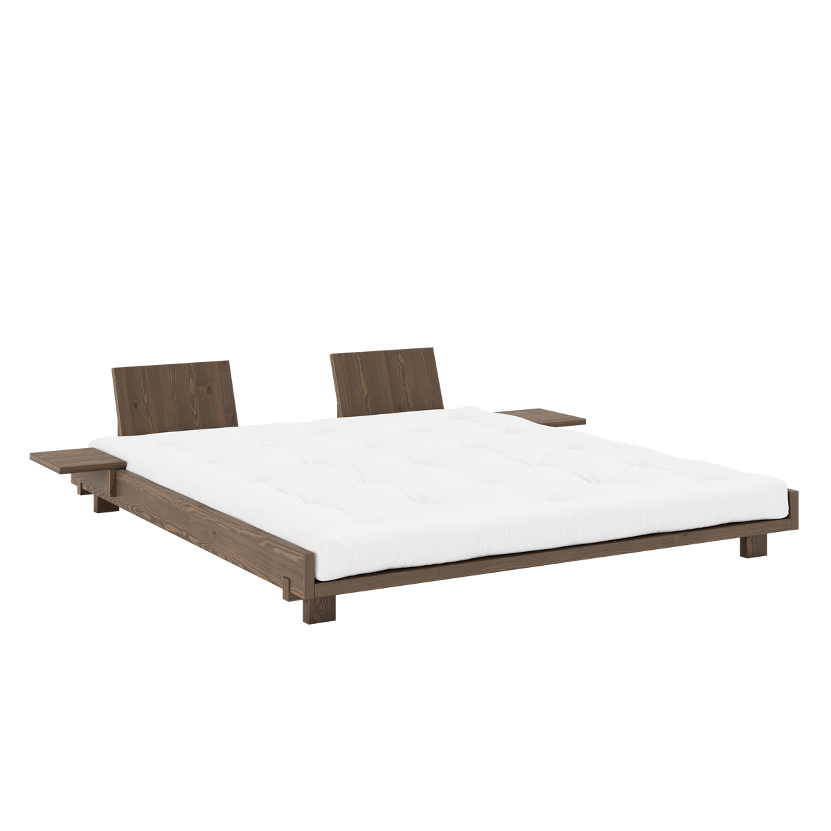 SOCIAL BED CAROB BROWN 180 X 200 W. 2 PCS BACK RESTS AND 2 PCS SIDE TABLES